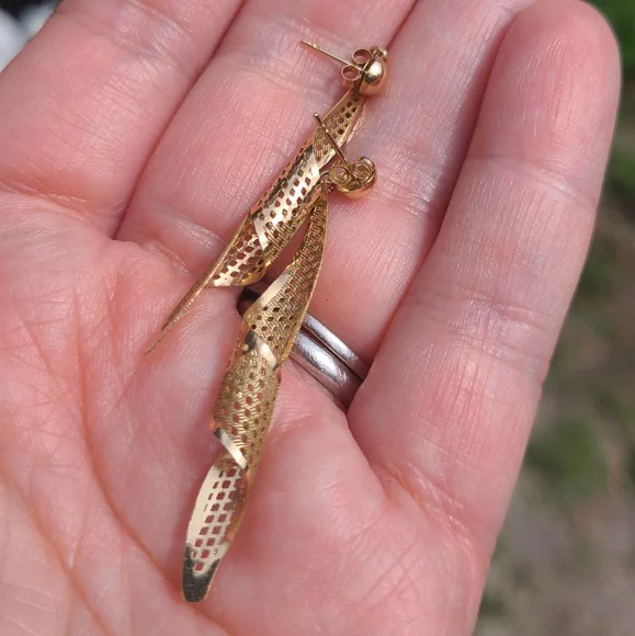 14kt gold dangle chandelier earrings